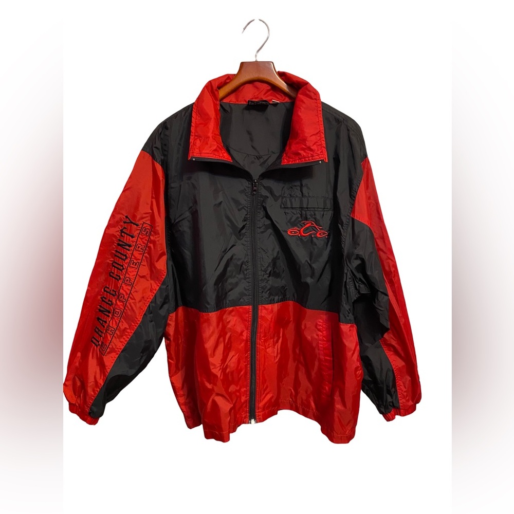 VTG Y2K Orange County Choppers Red & Black Windbreaker Jacket Mens XL